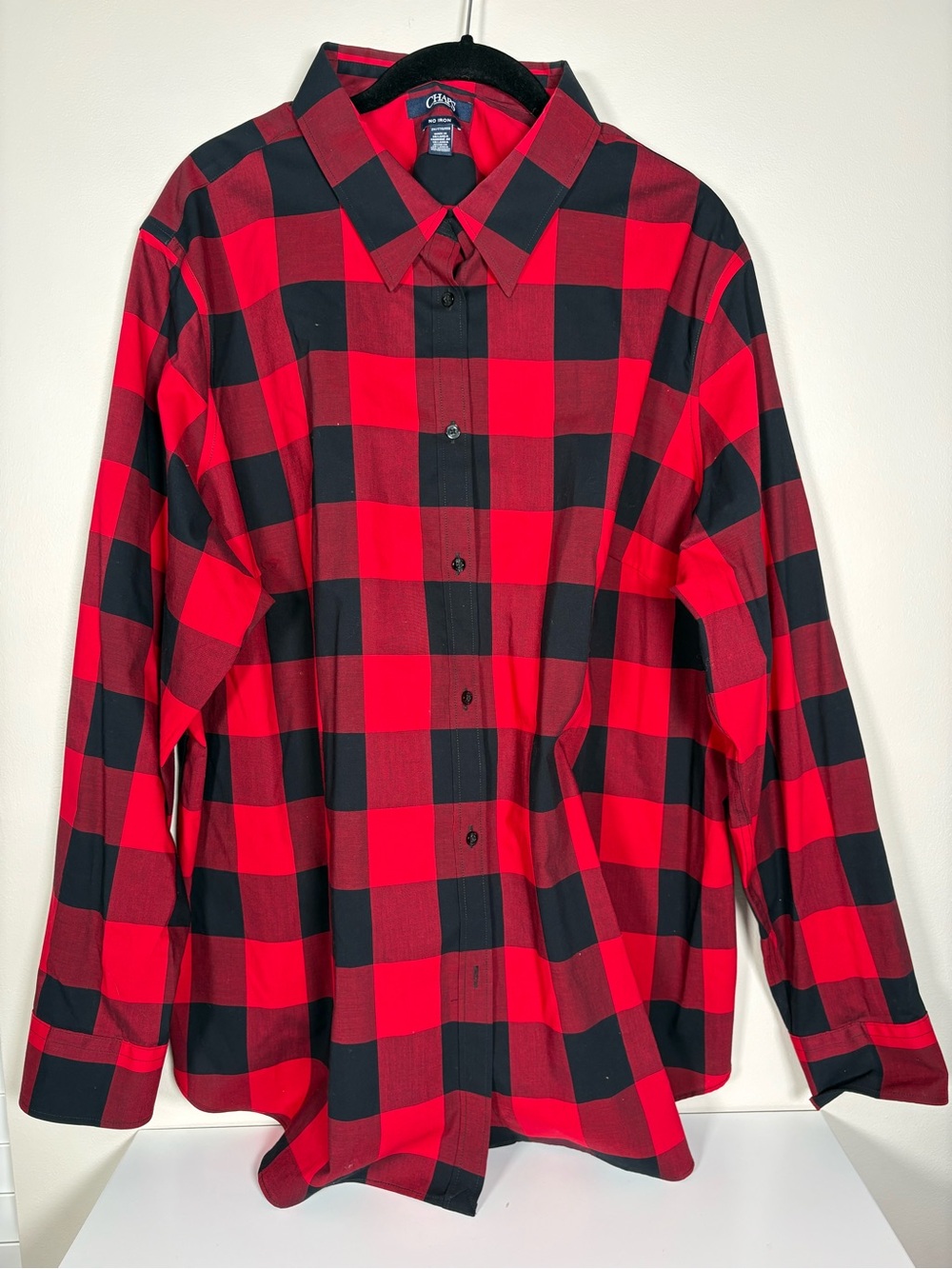 Chaps Red and Black Plaid Button-Down Shirt